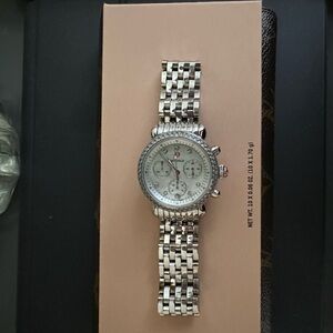 Michele Silver and White Women's Watch